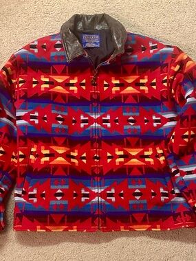 Vintage Pendleton Southwestern Geometric Bomber Jacket Size XXL